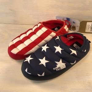 The North Face Red and Blue Star Slippers